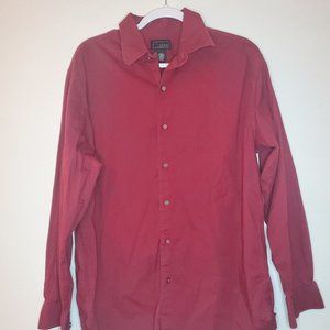 Men's Red Long-Sleeve Button Up Size Large